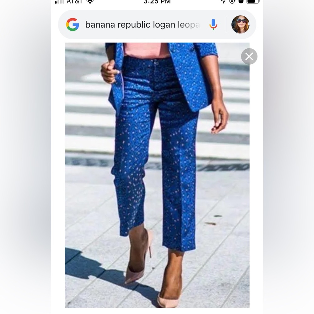 Banana Republic blue and tan leopard print trousers